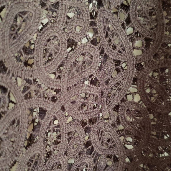 NWT AnnTaylor LOFT lace charcoal top - Picture 2 of 4